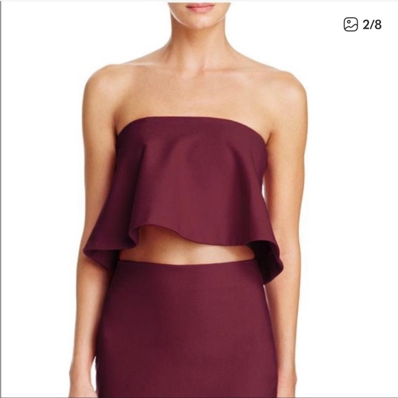 Likely Tops - LIKELY Revolve Tearose Strapless Flared Tube Top Burgundy Maroon